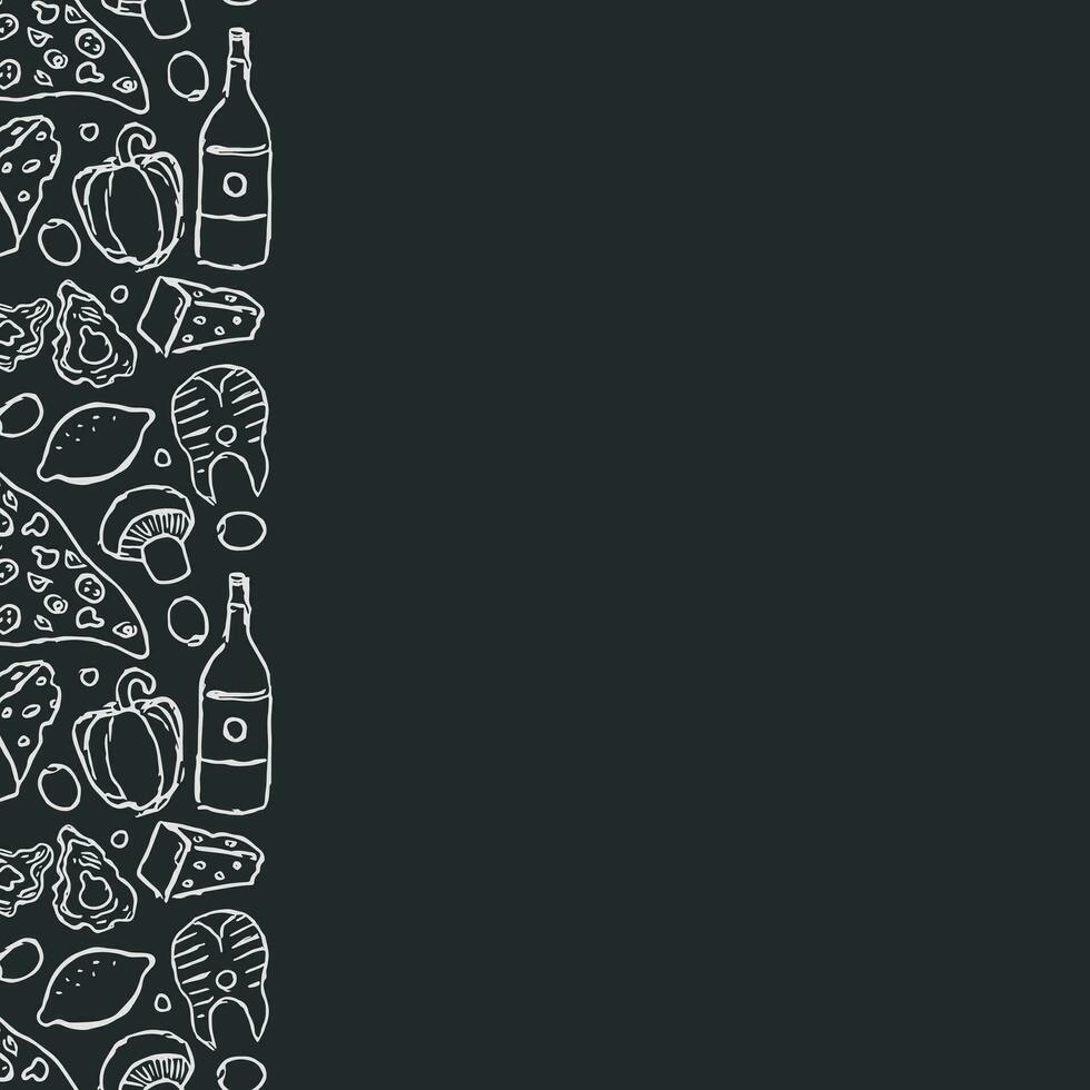 Italian food frame with place for text. Doodle italian food background vector