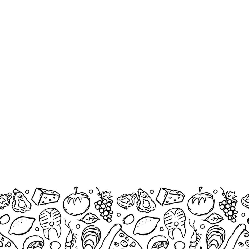 Italian food frame with place for text. Doodle italian food background vector