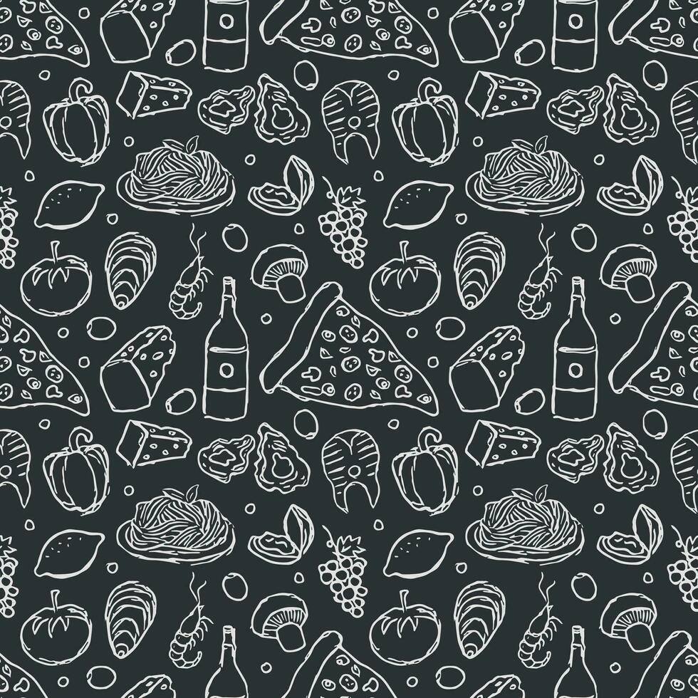 Italian food pattern. Seamless italian food background vector