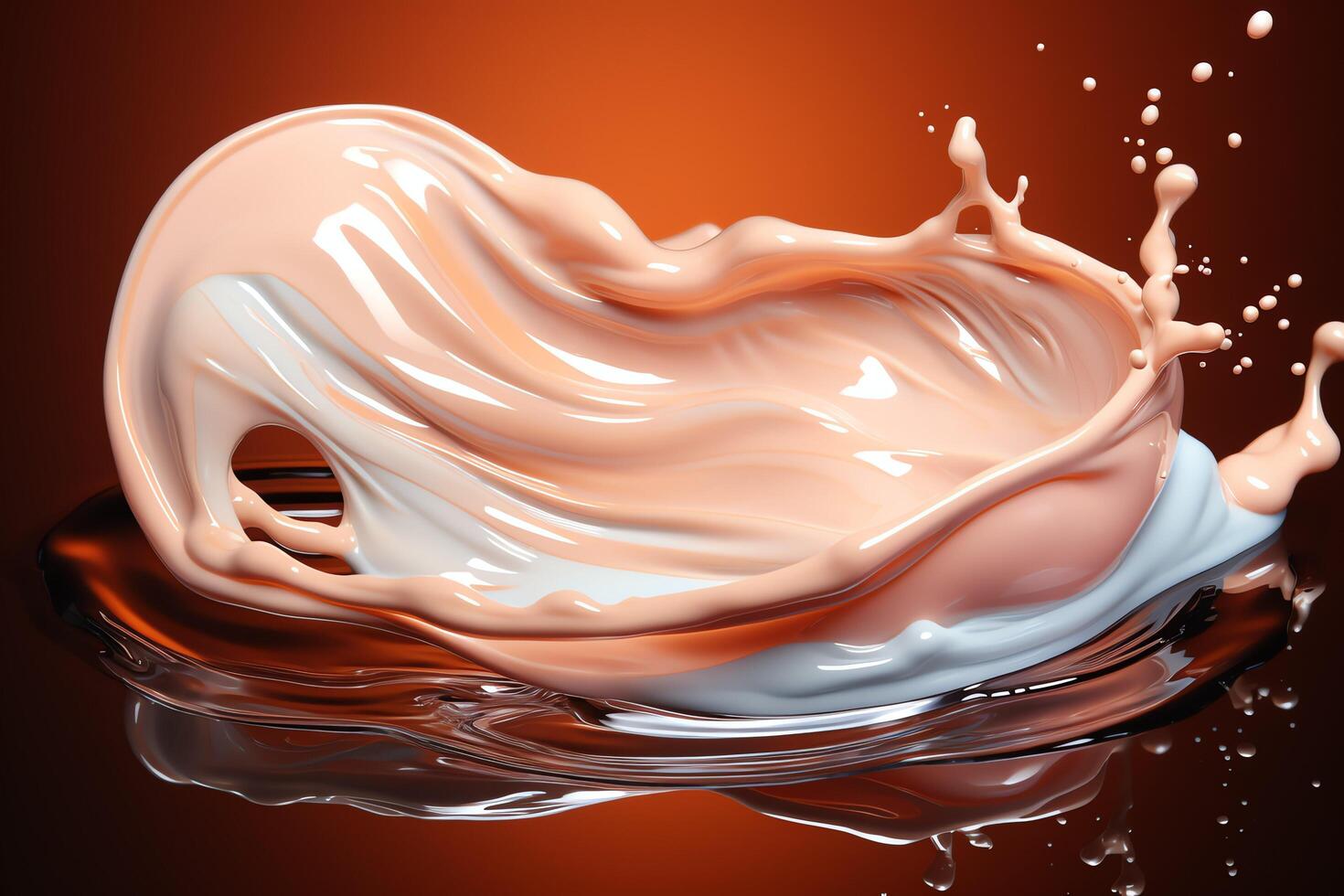 Foundation liquid elements splash. Fluid cosmetic cream or cosmetic make-up creamy product concept by AI Generated photo