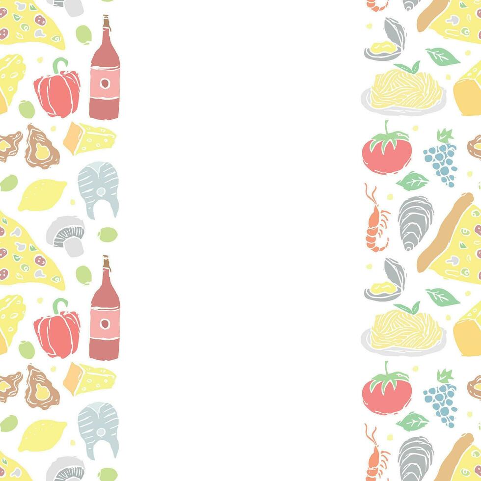 Italian food frame with place for text. Doodle italian food background vector