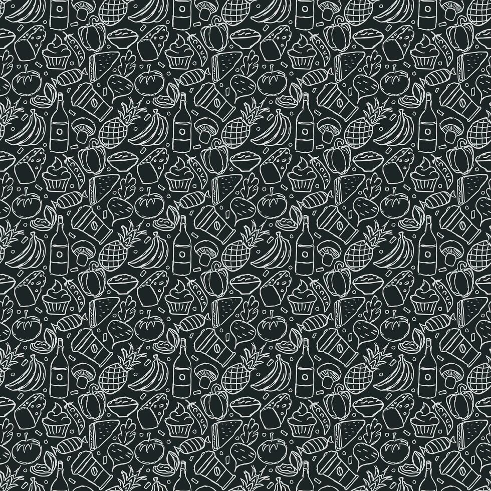 Seamless food pattern. Drawn food background vector