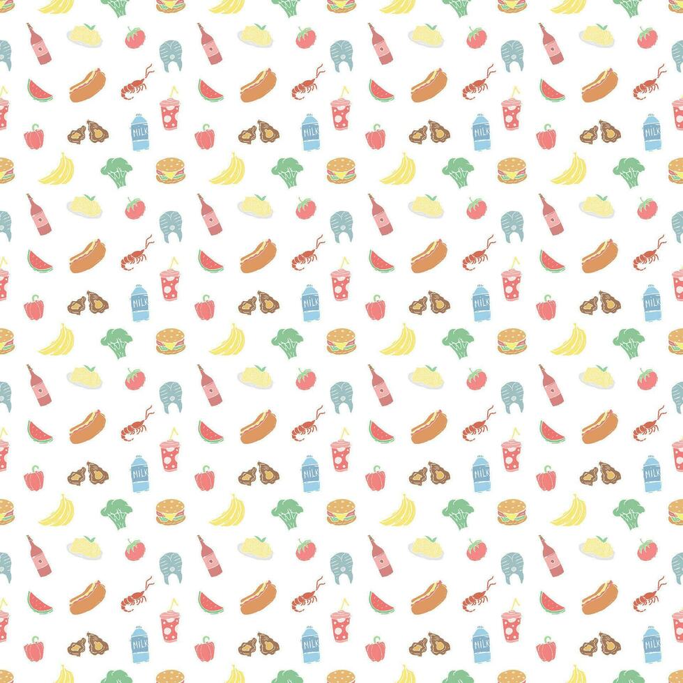Seamless food pattern. Drawn food background vector
