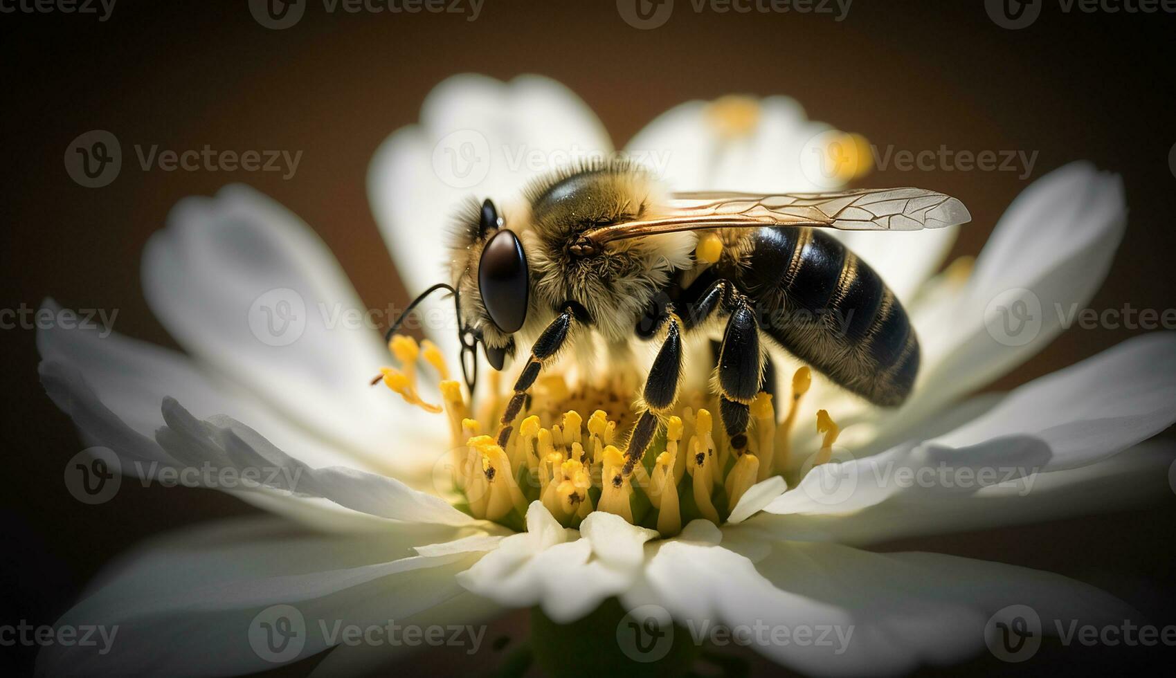 vertical agricultura de robot abeja en flor para miel ai generado imagen foto