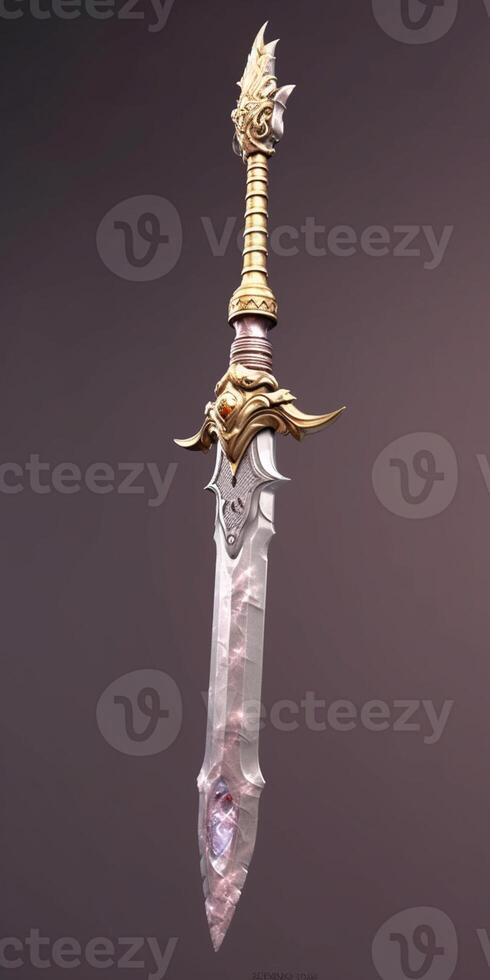 A sword with a standard hilt sword blade AI Generated Image photo