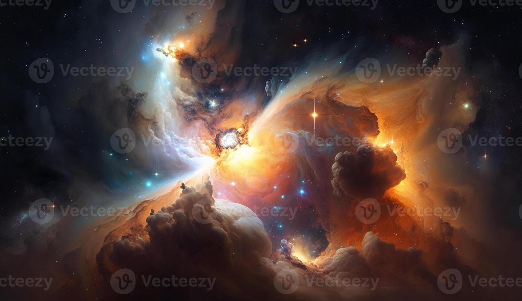 space nebula 3d illustration shining star wallpaper Image photo