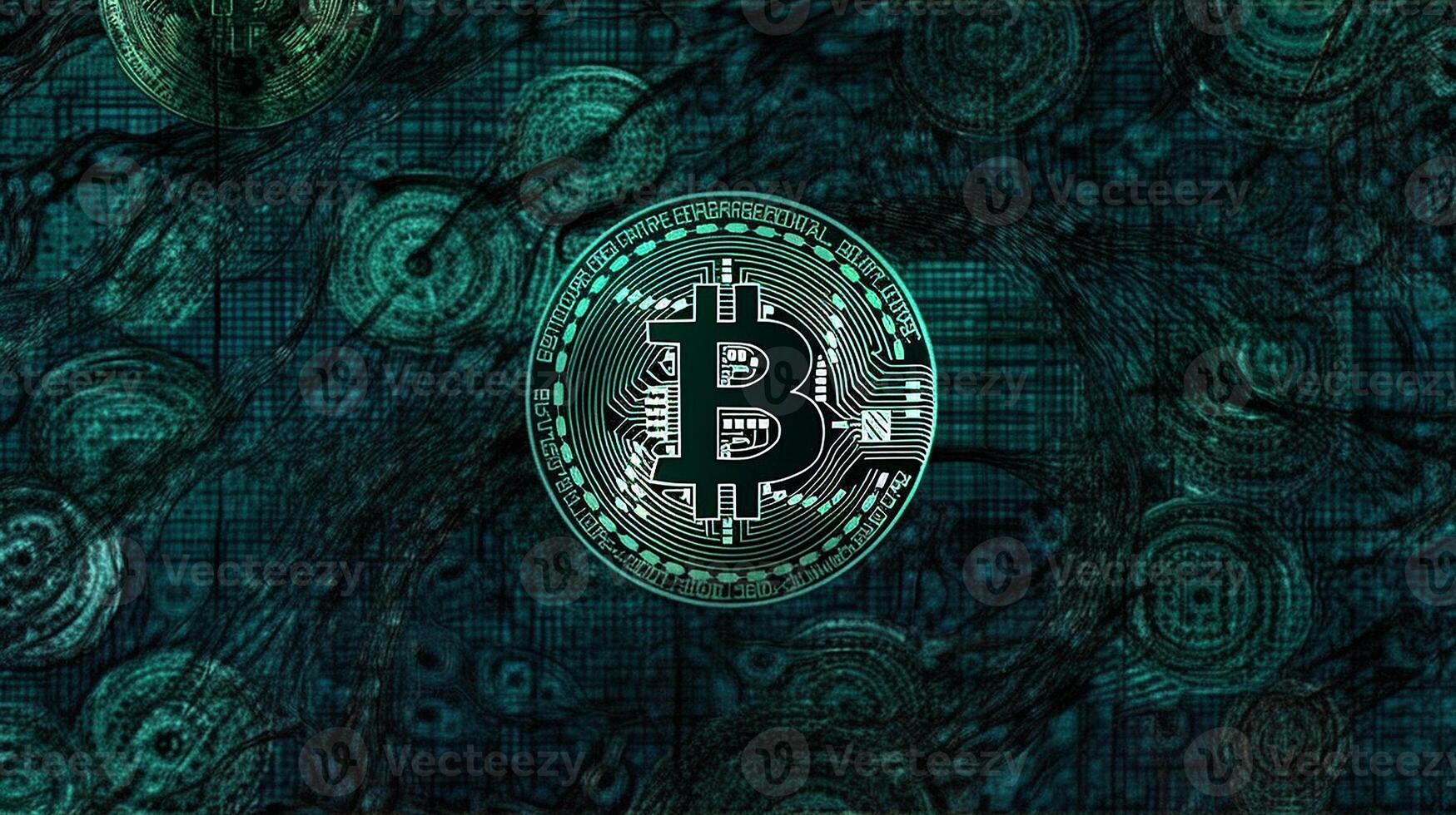 resumen digital moneda bitcoin antecedentes hecho de azul resplandor color fondo de pantalla ai generado imagen foto