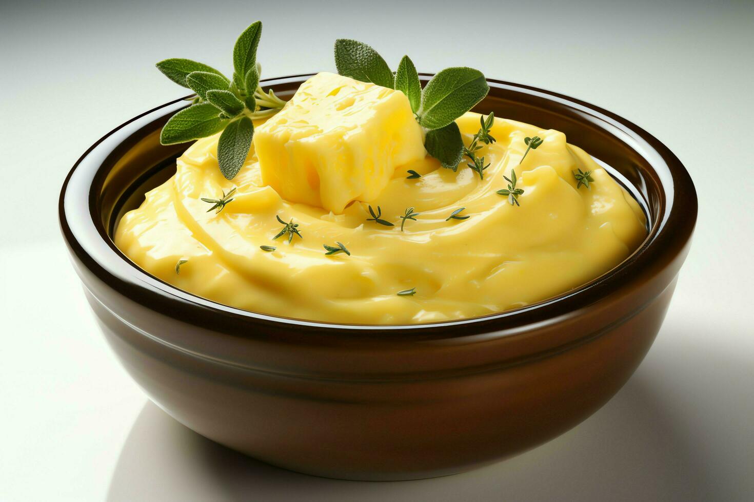 A delicious corn soup food with vegetables in a bowl. Winter food and high protein soup meal concept by AI Generated photo