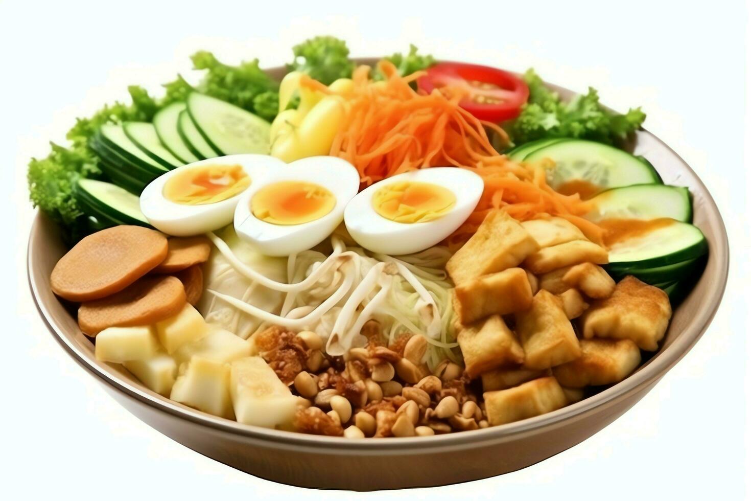 Gado-gado indonesian traditional food. Mix from boiled or steam vegetable served with peanut sauce concept by AI Generated photo