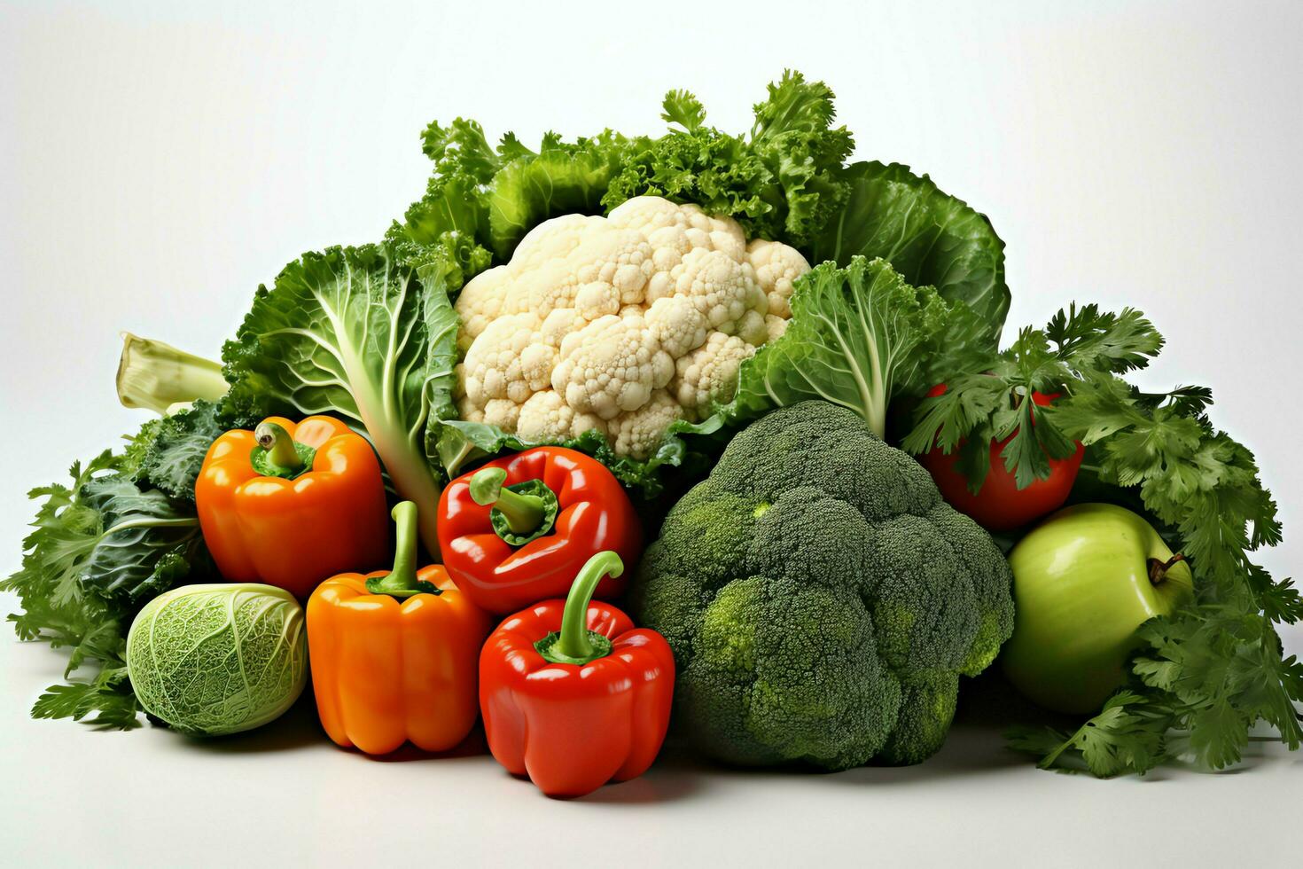 Collection mix fresh vegetables and fruits for a salad. Healthy diet concept and vegetables food by AI Generated photo