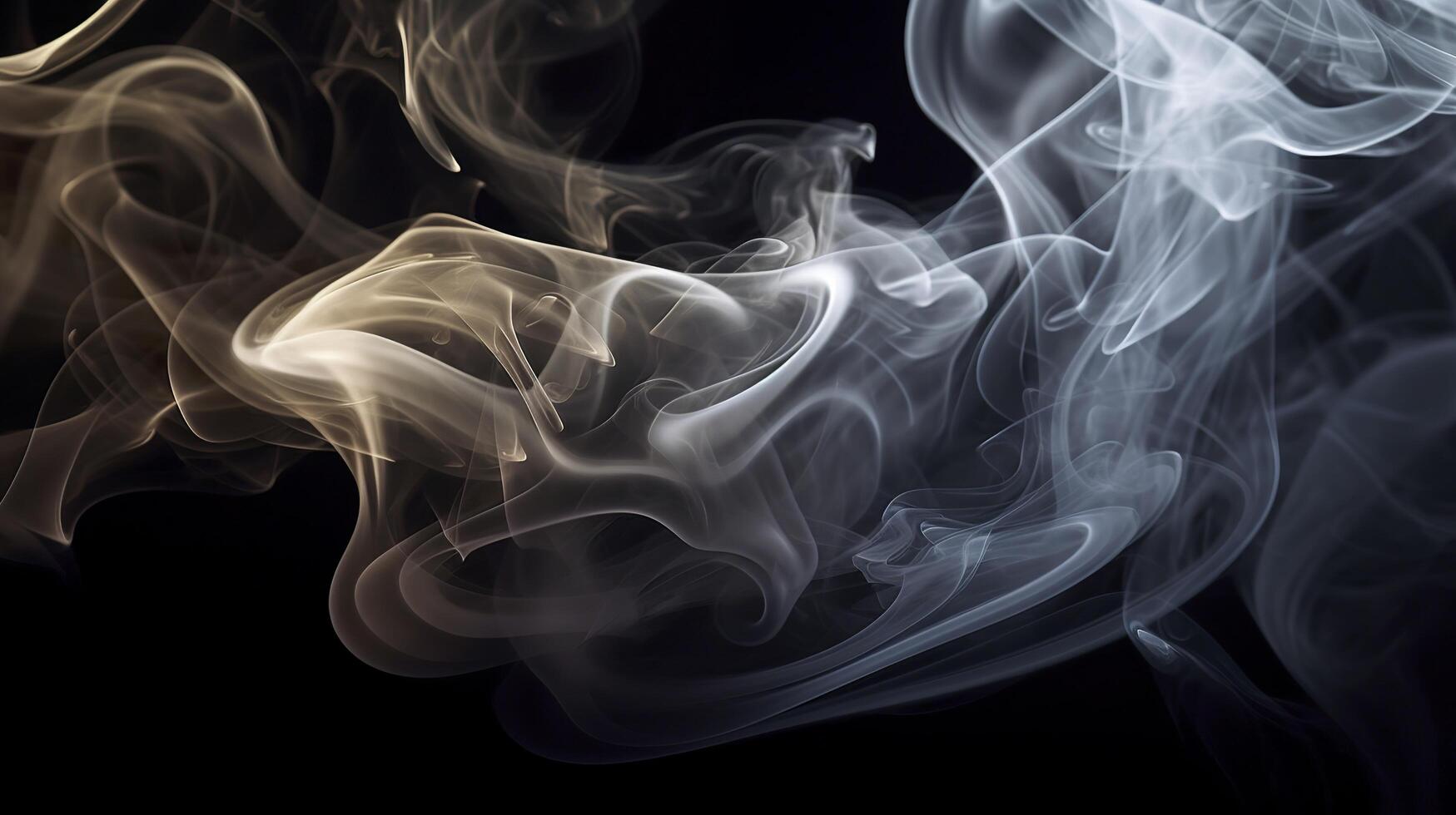 The close up view reveals the mesmerizing patterns and textures within the smoke, The ethereal quality of the smoke against the dark background. AI Generative photo