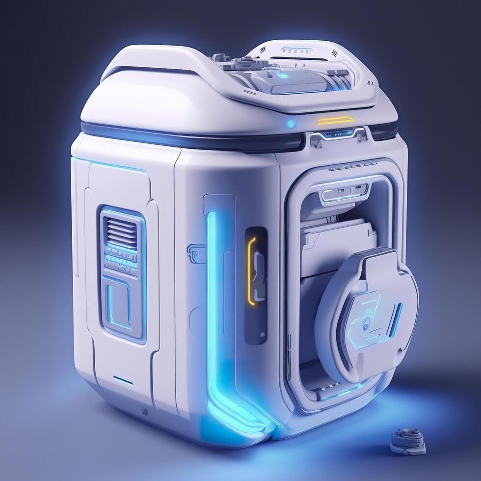Removable Trash Can with Intelligent, Modular Design. A Futuristic Concept for Sustainable Waste Management. photo