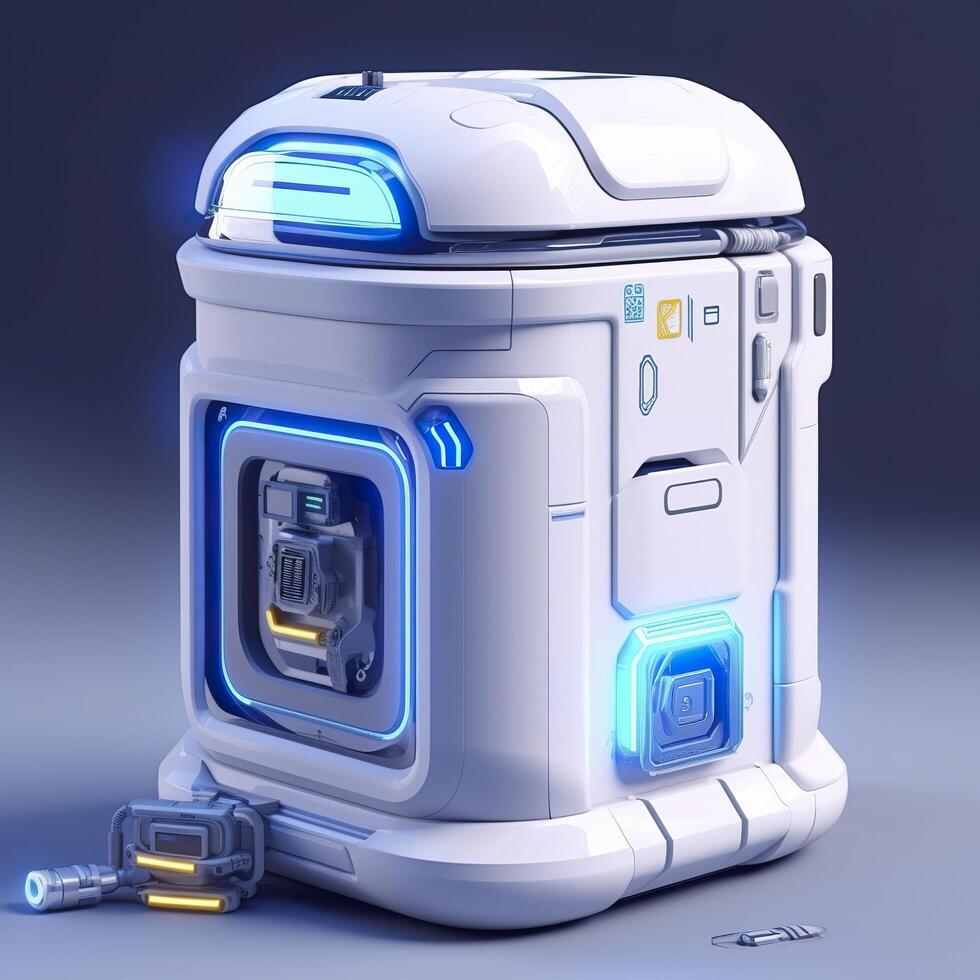 Removable Trash Can with Intelligent, Modular Design. A Futuristic Concept for Sustainable Waste Management. photo