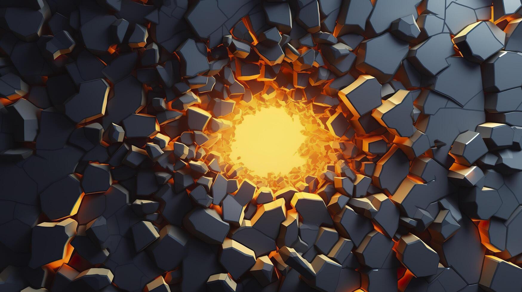 Abstract geometric background. Explosion power design with the crushing surface. 3d illustration. photo