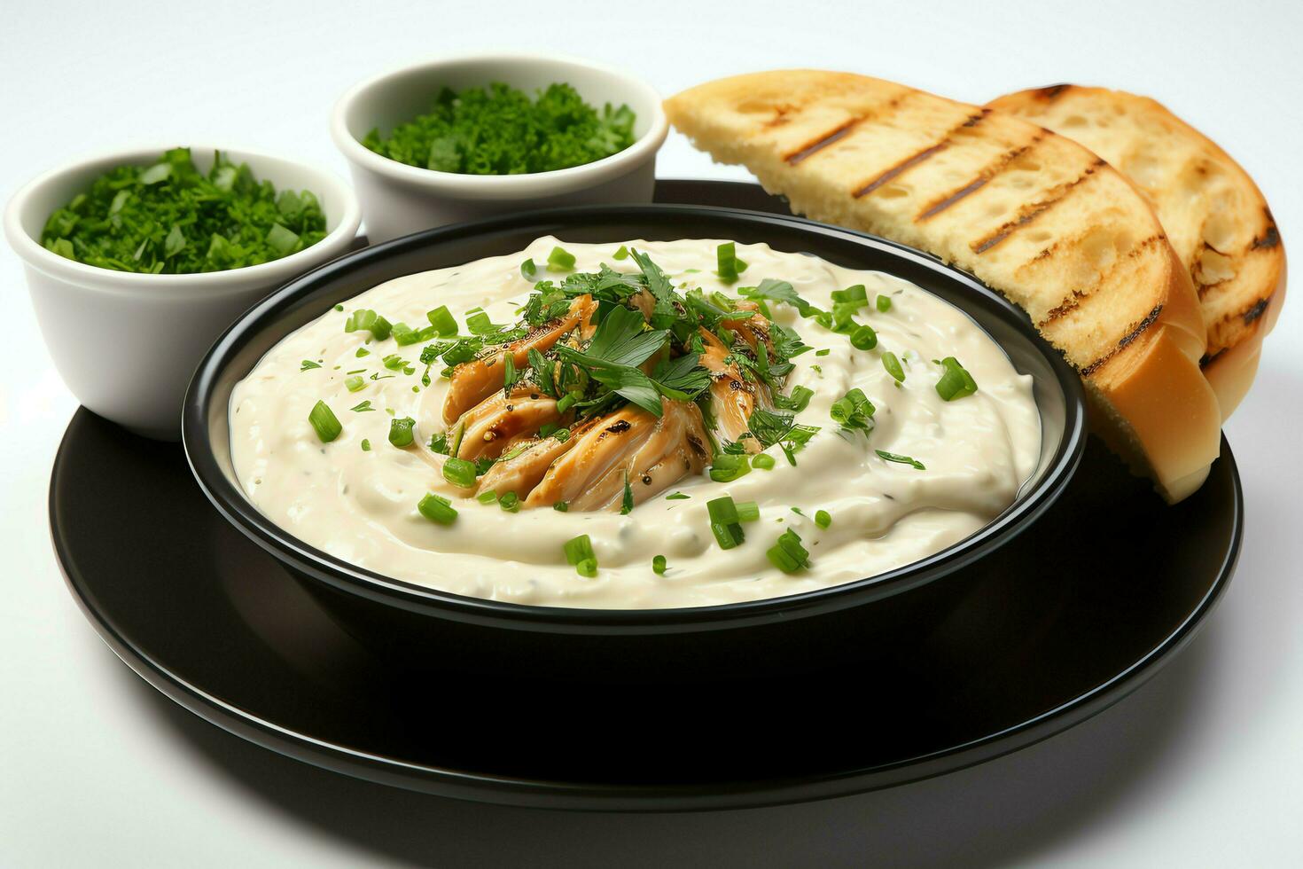 A delicious chicken soup food with vegetables in a bowl. Winter food and high protein soup meal concept by AI Generated photo