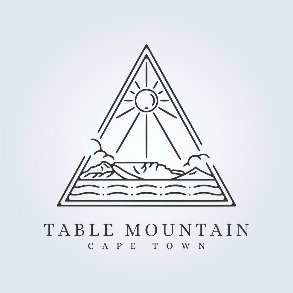 línea Arte mesa montaña capa pueblo en Insignia logo icono símbolo firmar vector ilustración diseño
