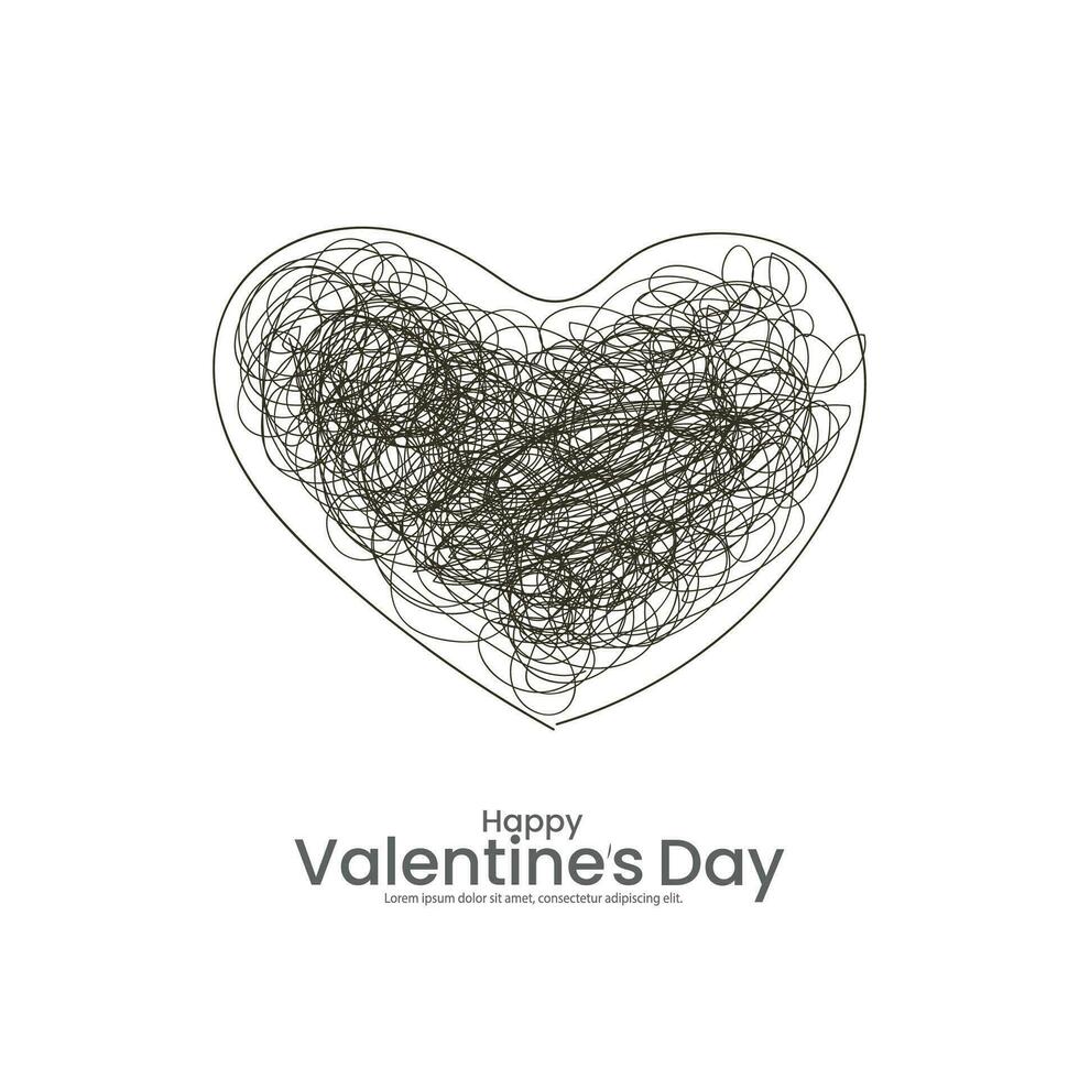 Valentine's day design. The hand-drawn rough heart is isolated on a white background. Holiday banner, web poster, flyer, stylish brochure, greeting card background. vector