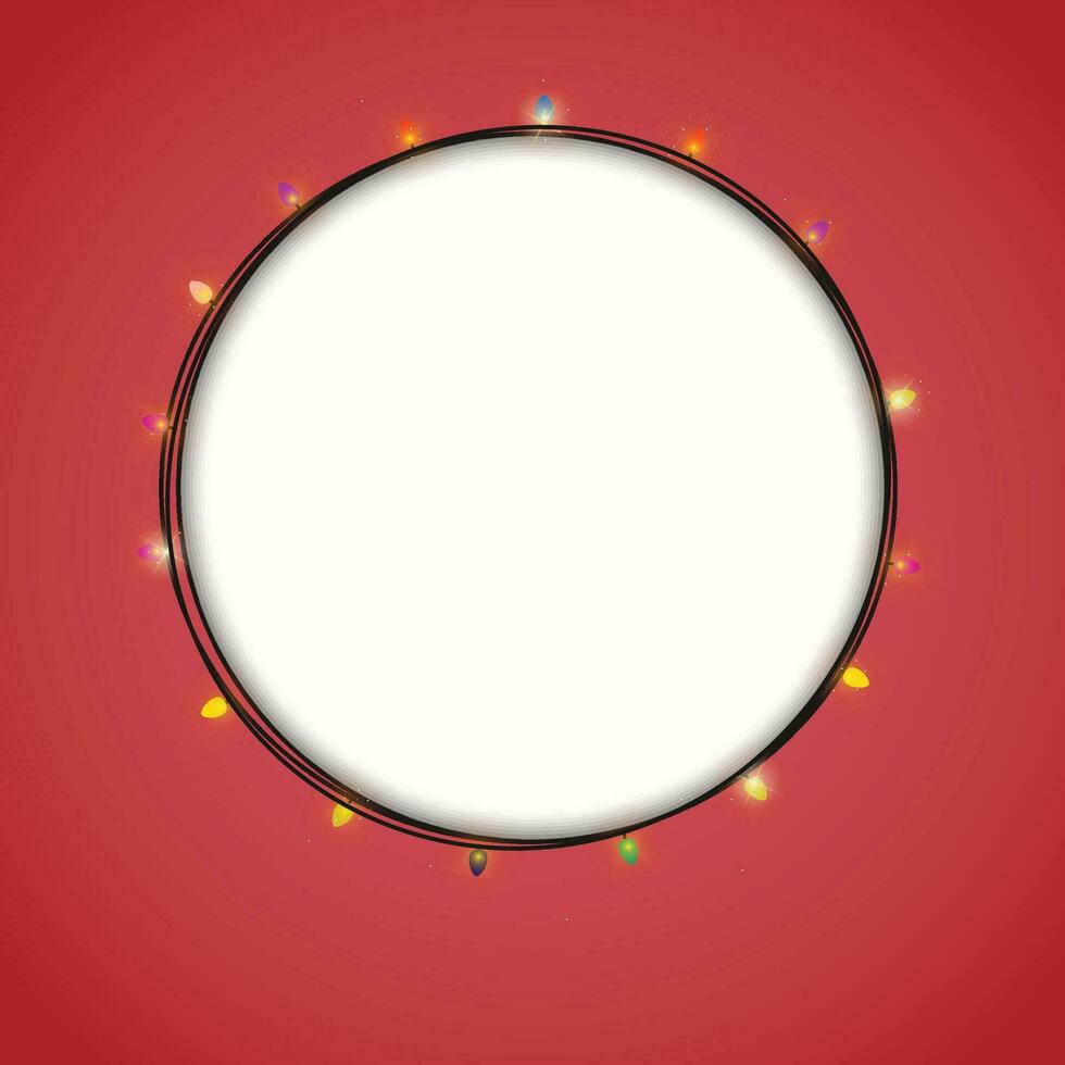 Blank Illuminated circular banner with light. Vector illustration.