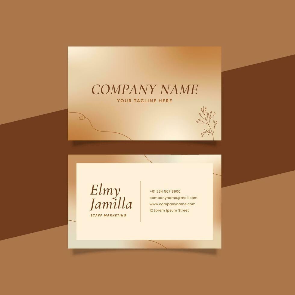 Printable Aesthetic Business Card Template Decorated with Golden Gradient and Floral Object Background vector