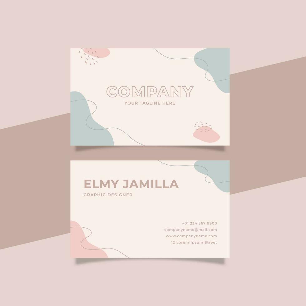 Printable Feminine Business Card Template Decorated with Organic Blob and Stroke Object vector