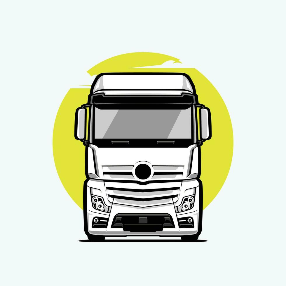 Truck Front View Vector Art Isolated. European Semi Truck Illustration. Best for trucking and freight related Industry