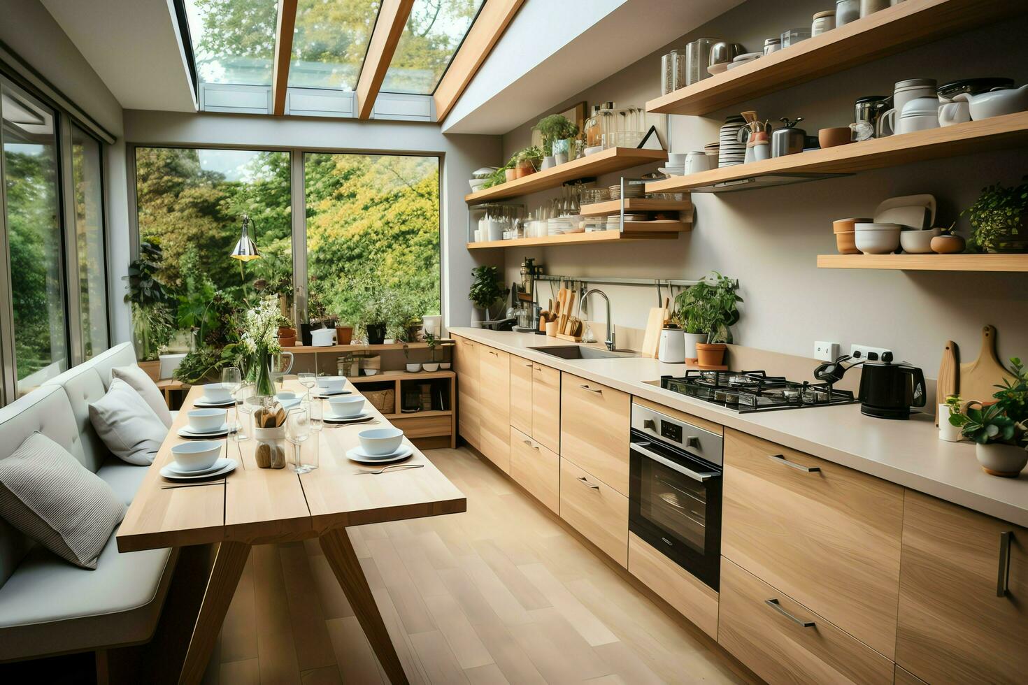 moderno cocina interior diseño en Departamento o casa con mueble. lujo cocina  hogar escandinavo concepto por ai generado 26586352 Foto de stock en  Vecteezy