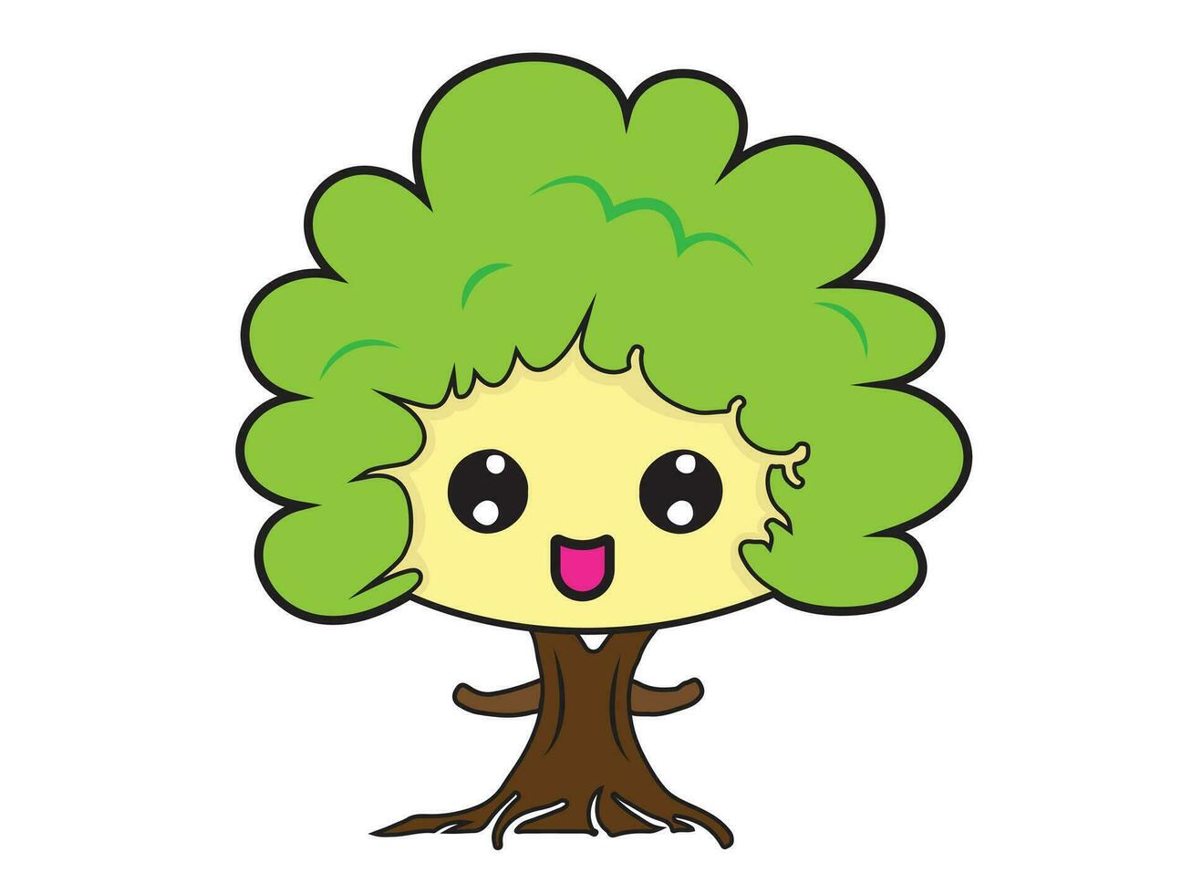 kawaii árbol icono vector