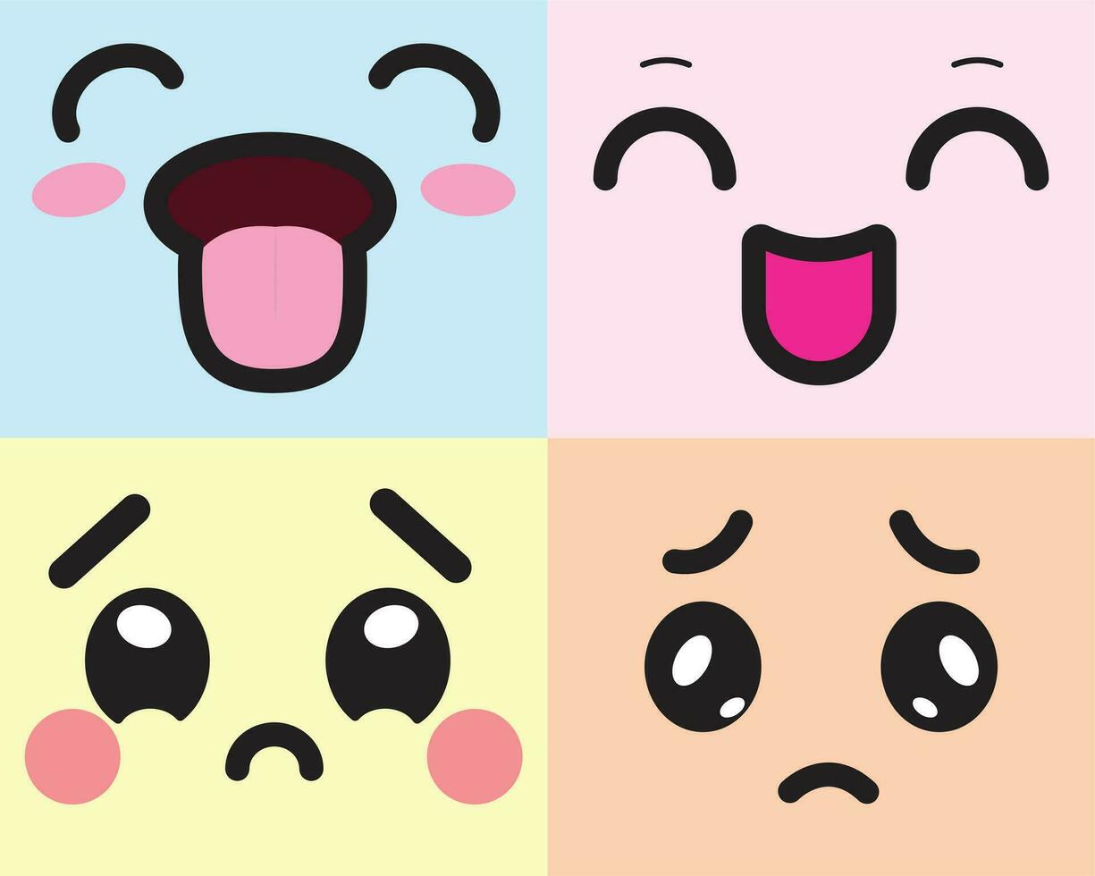 contento y triste cara expresiones icono vector