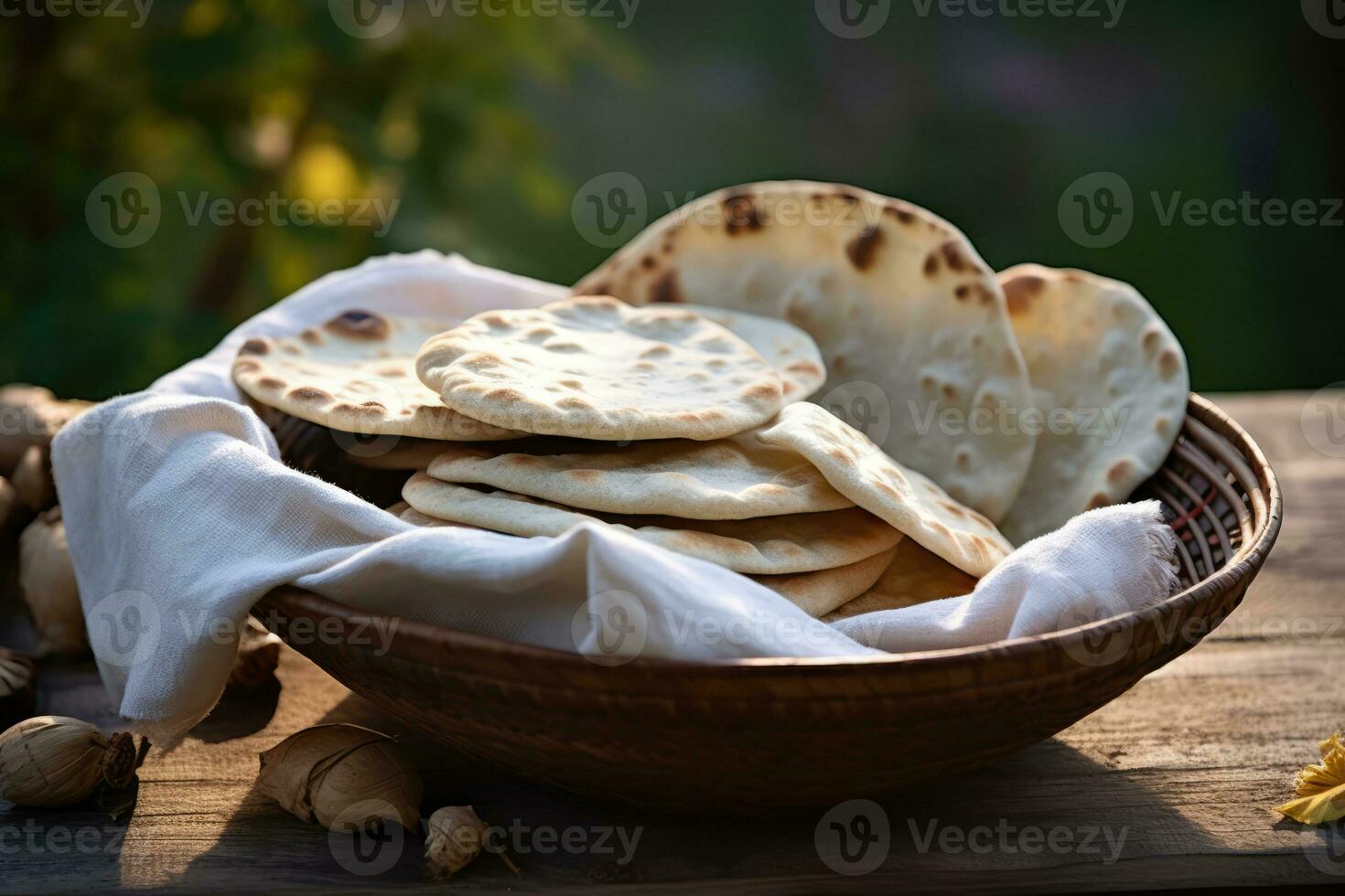 Fresh Pita Bread or Flatbread with Pine Nuts - Delicious Snack or Meal Addition photo