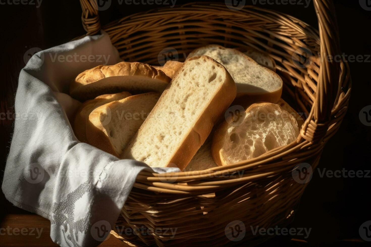 cesta de Fresco un pan - varios rebanado un pan tipos, Listo a comer foto