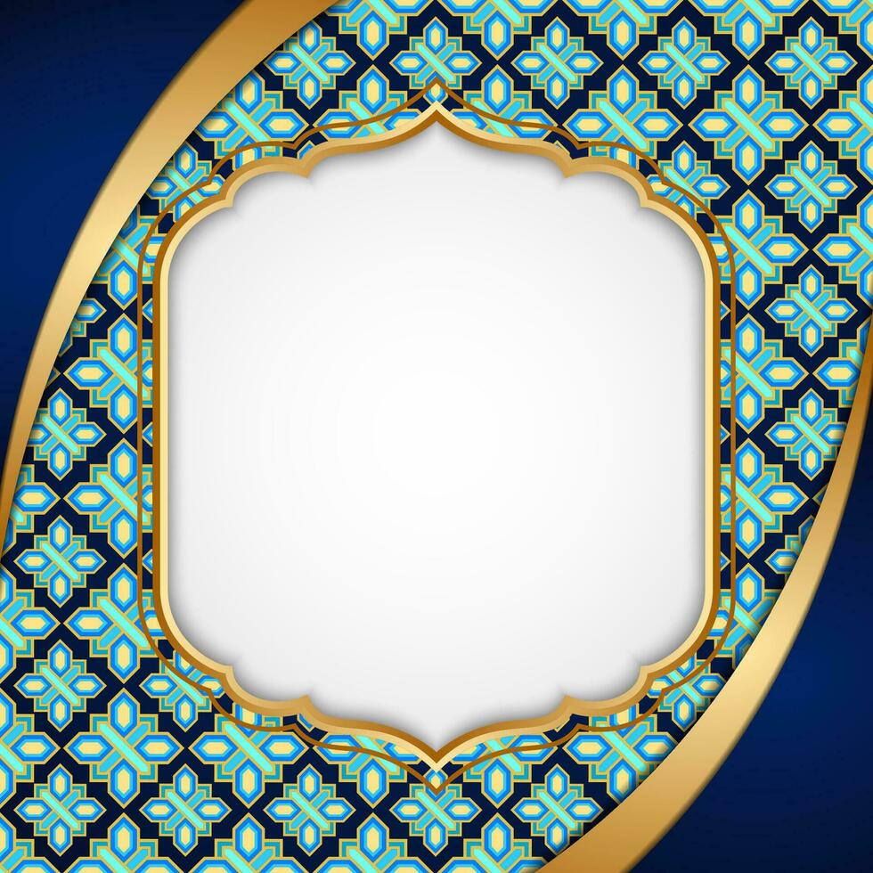 Blue and gold luxury islamic frames vector