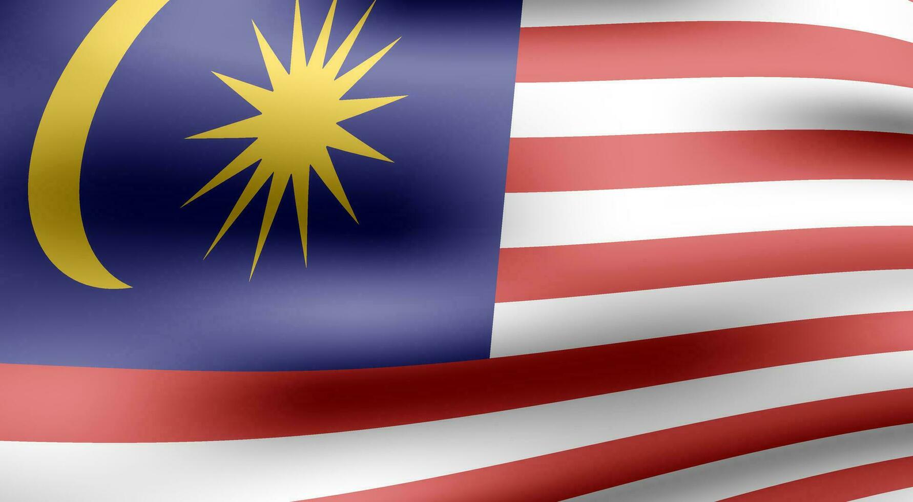 realista ondulado Malasia bandera antecedentes diseño vector