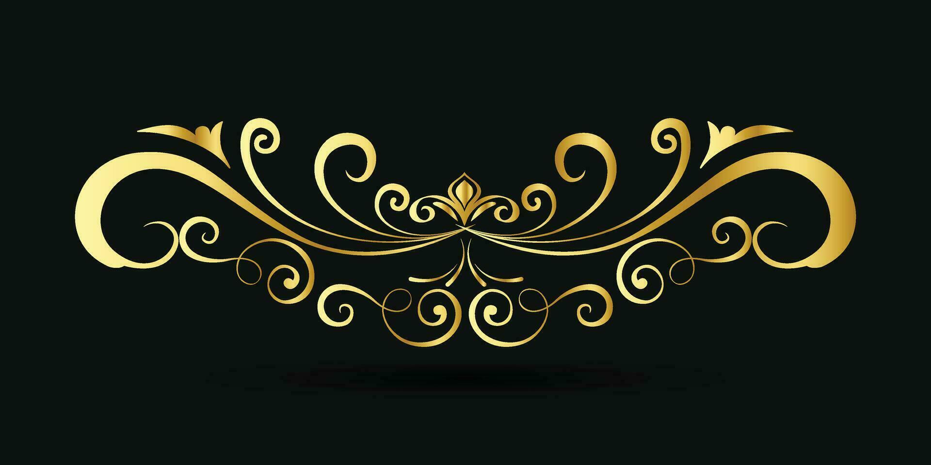 Decorative gold title frame isolated on dark green color background classic ornament vector