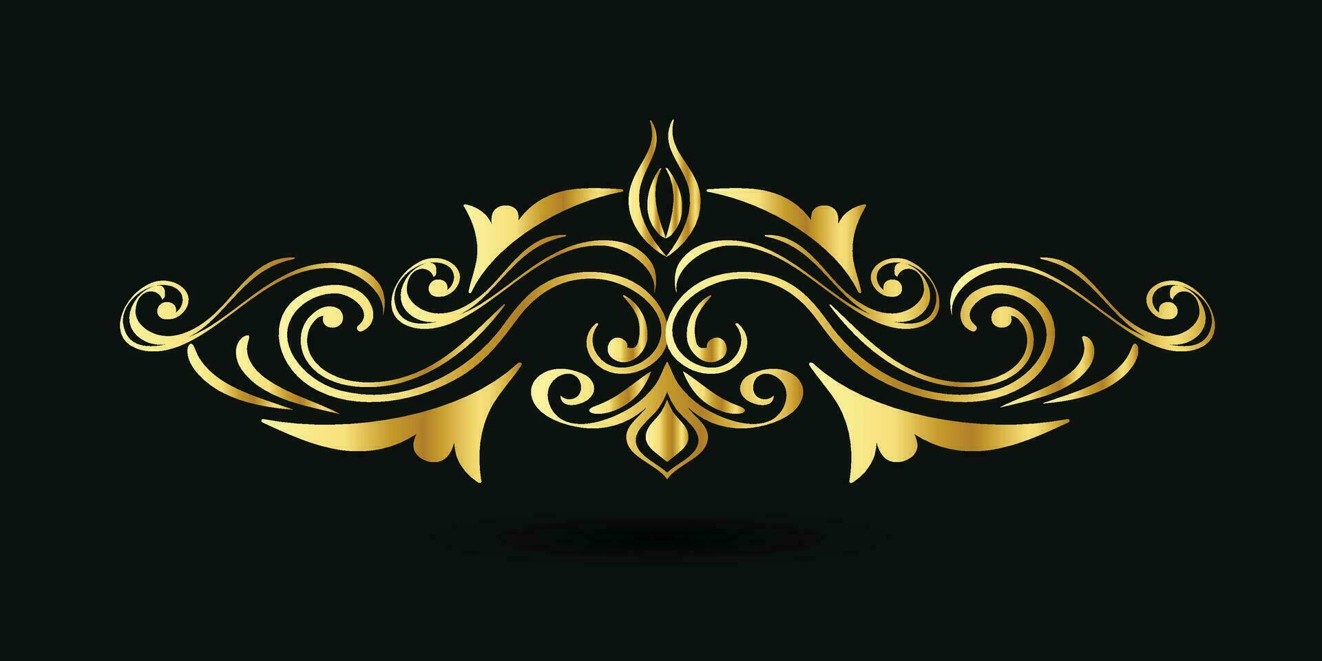 marco de título dorado decorativo aislado sobre fondo de color verde oscuro ornamento clásico vector