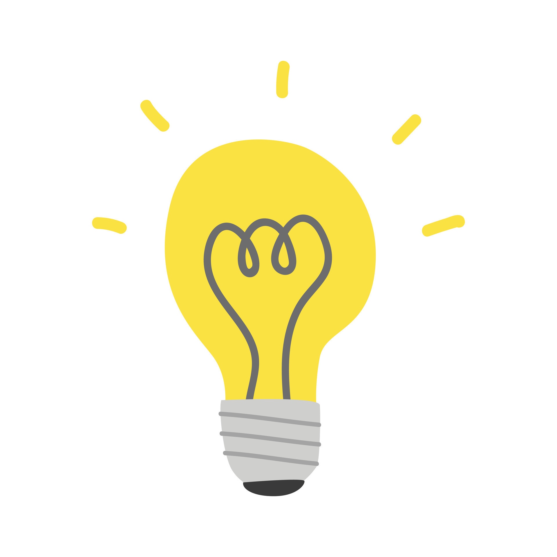 idea bulbo clipart. sencillo amarillo brillante ligero bulbo plano