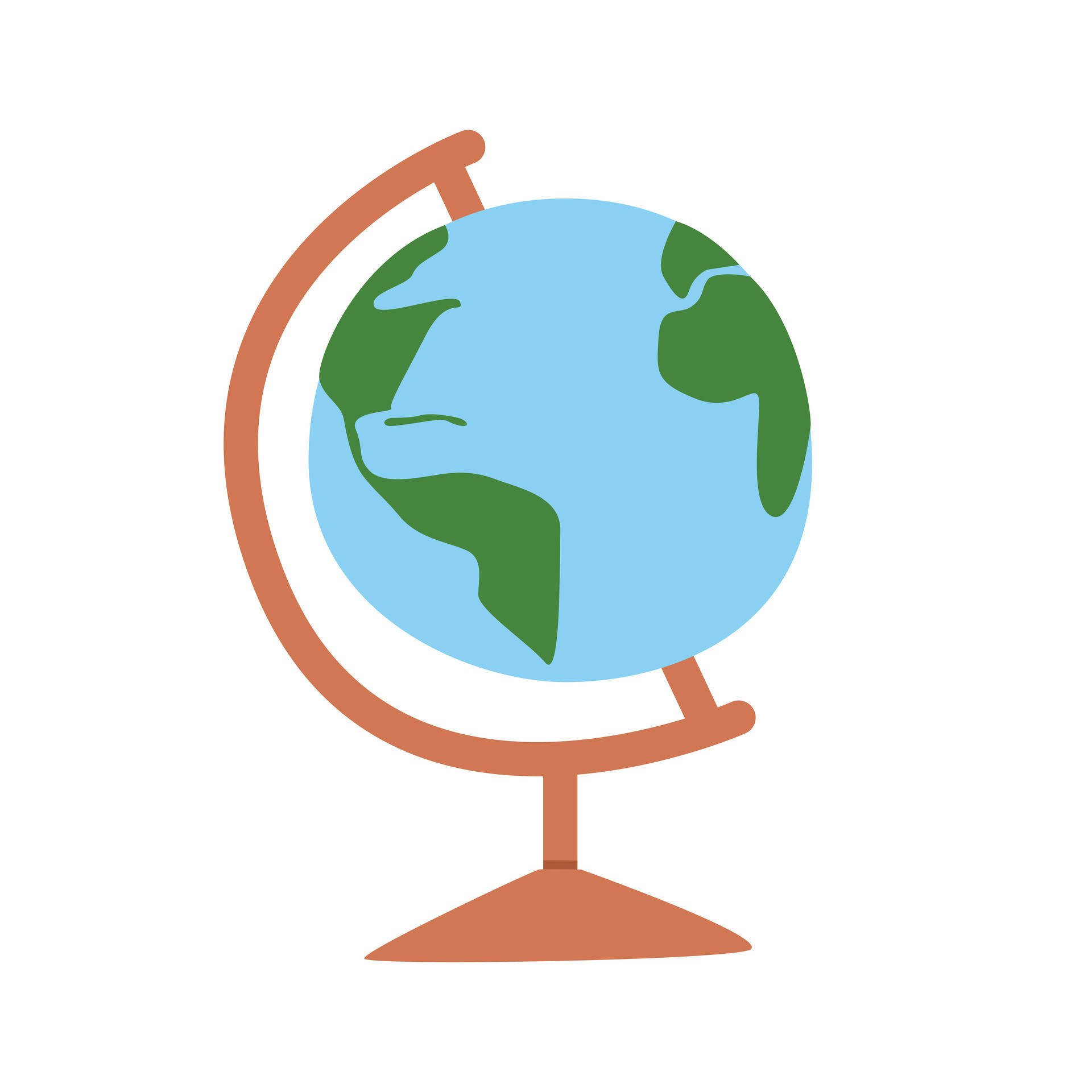 School globe clipart. Simple terrestrial globe flat vector illustration