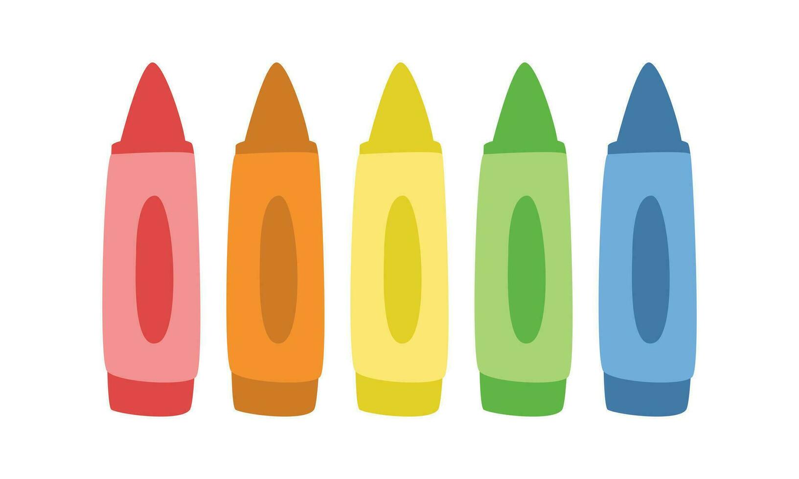 Colorful crayons clipart. Set of cute crayons flat vector illustration clipart cartoon style, hand drawn doodle. Students, classroom, school supplies, back to school concept