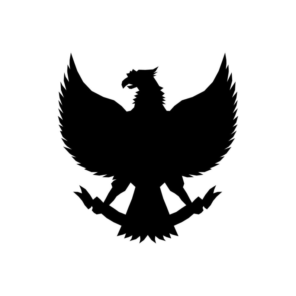 el negro silueta de Garuda pancasila Indonesia símbolo vector diseño adecuado para independencia día