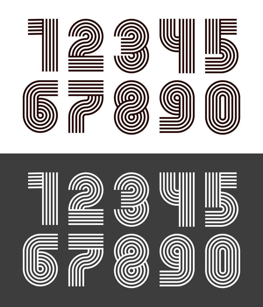 retro number with line art style vector design