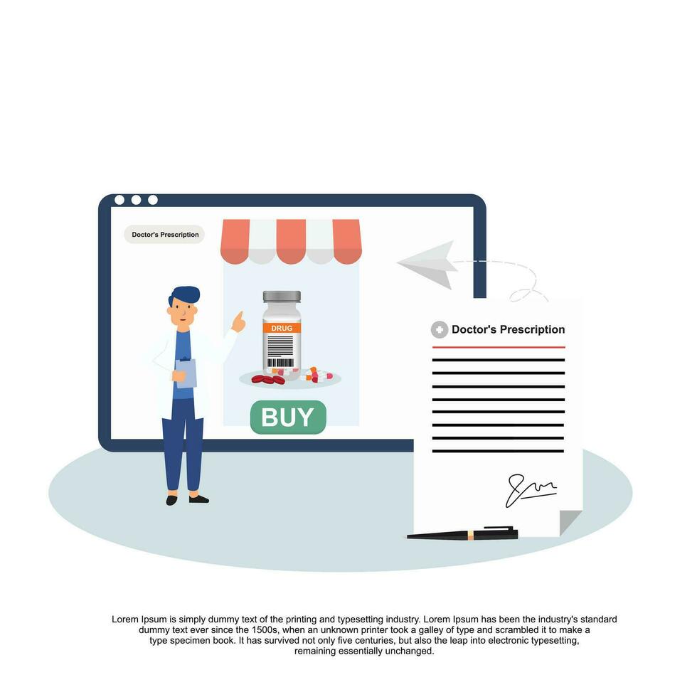 Online pharmacy concept. Vector flat illustration.