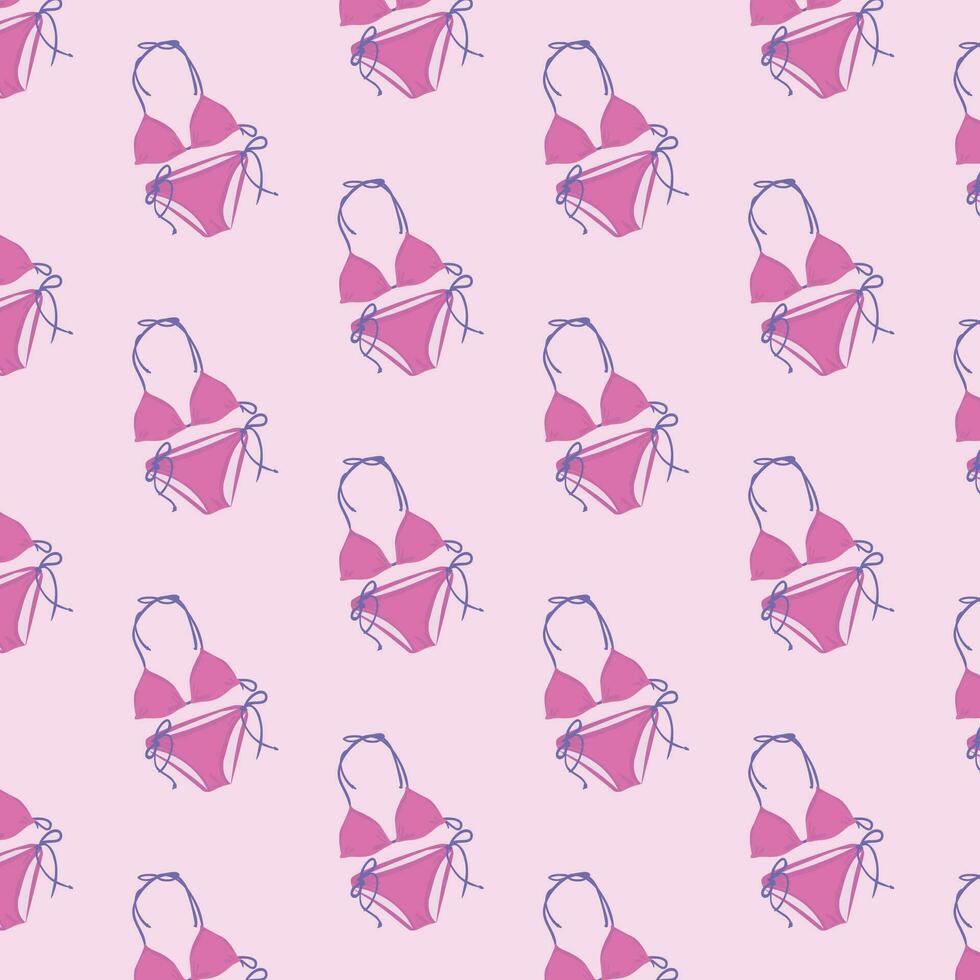 Pink Bikini Seamless Pattern Fabulous Background vector