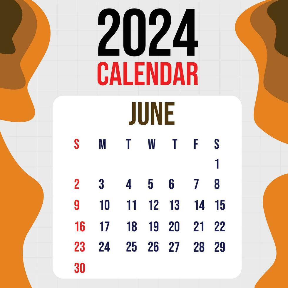 Calendar 2024 Colorfull Template Design vector