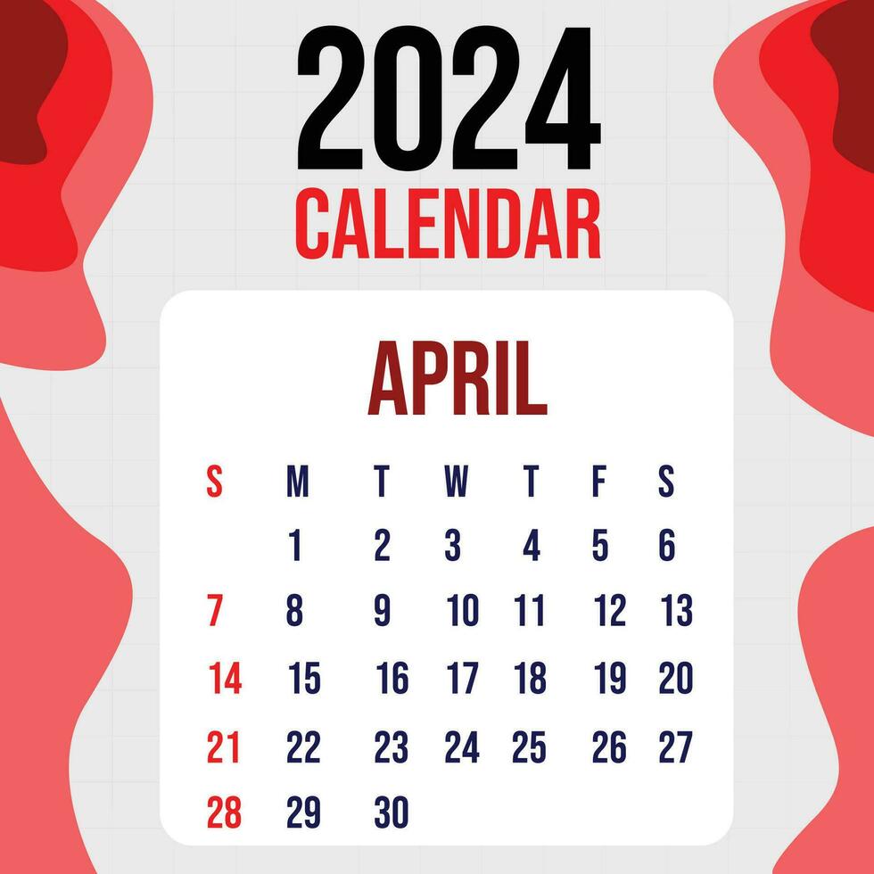 Calendar 2024 Colorfull Template Design vector