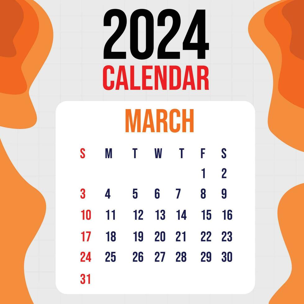 Calendar 2024 Colorfull Template Design vector