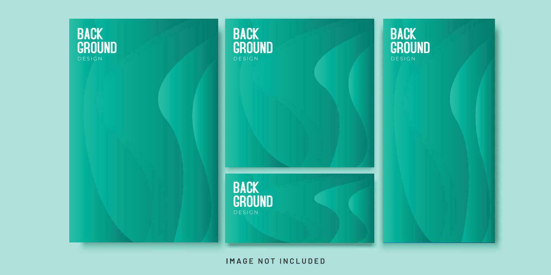Background Green Gradient Abstract Geometric Flyer and Social media Bundle Set vector