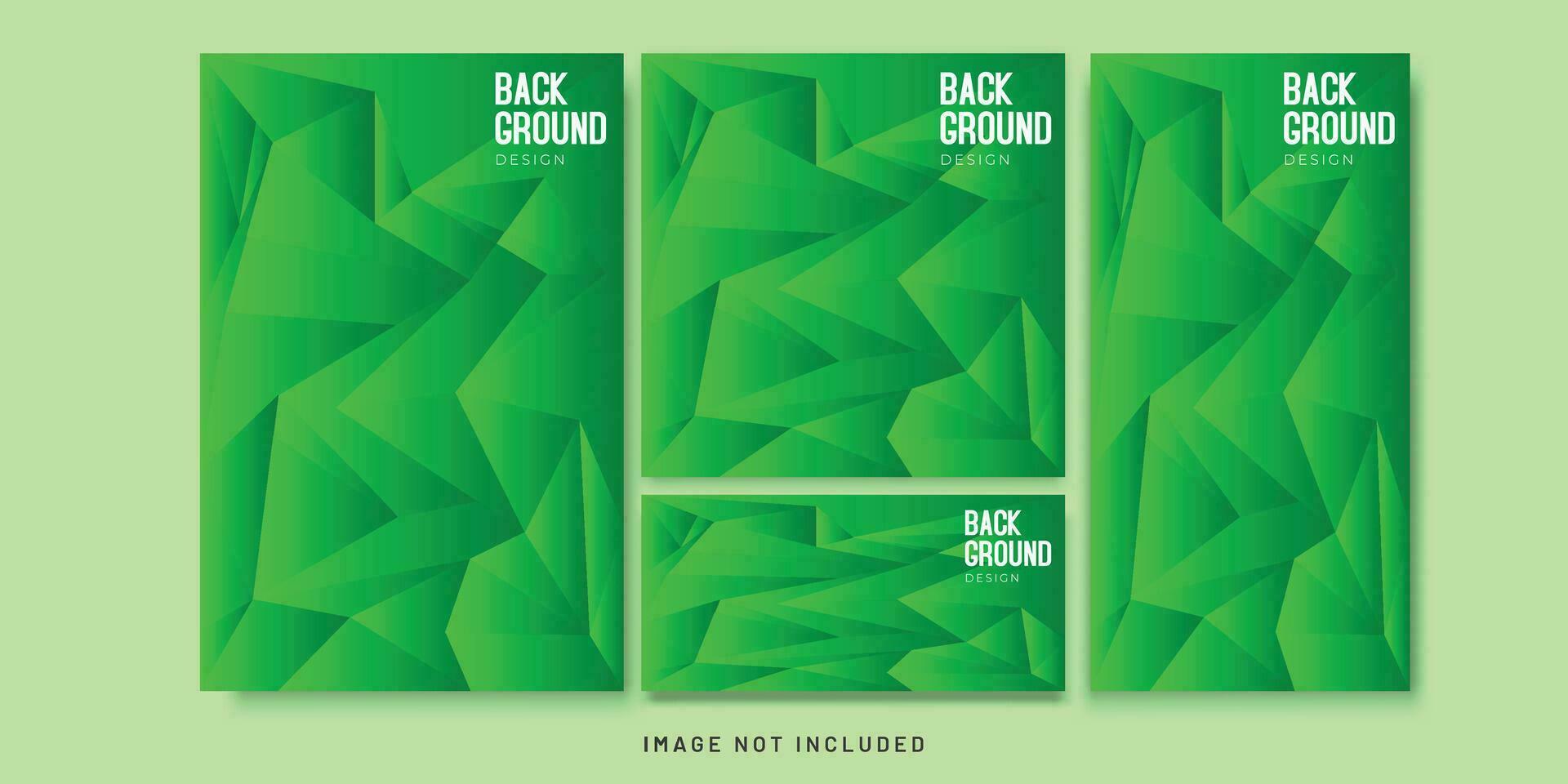 Background Green Gradient Abstract Geometric Flyer and Social media Bundle Set vector