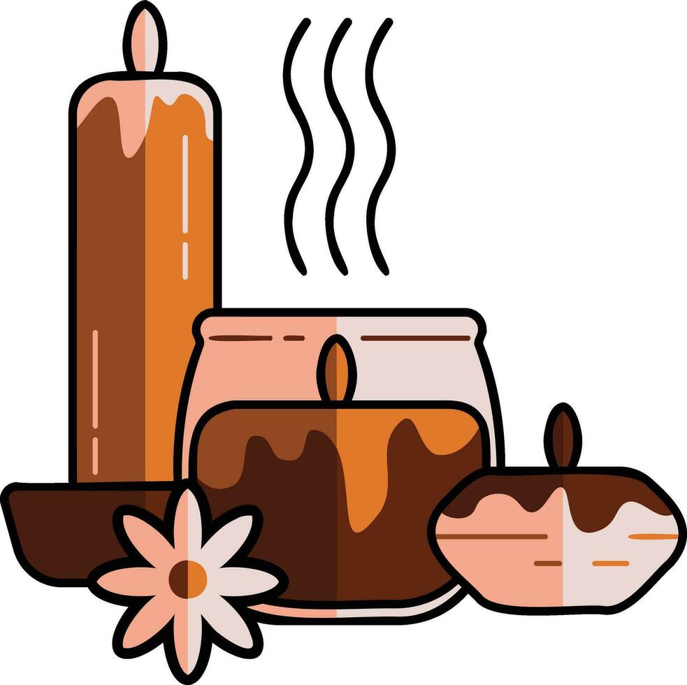 candle spa aromatherapy with candle and flower vector illustration design