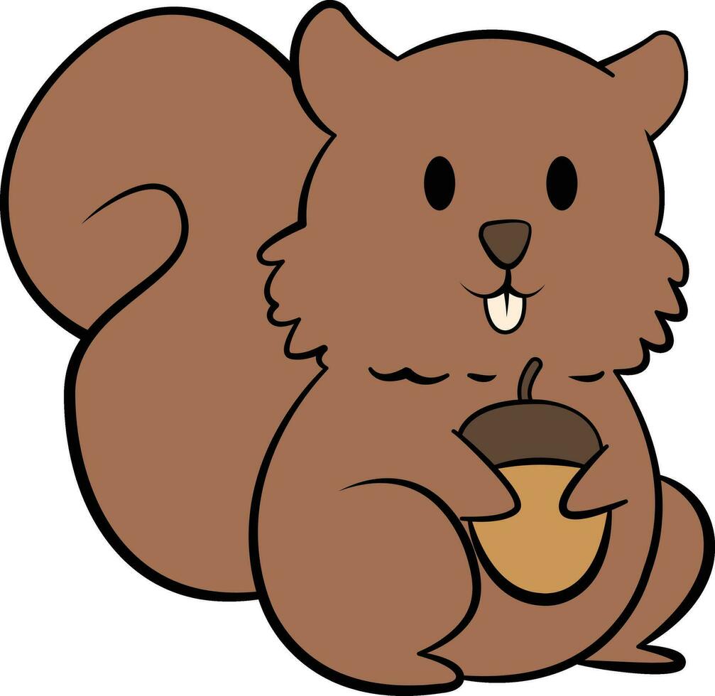 Squirrel with an acorn. Vector illustration of a squirrel.