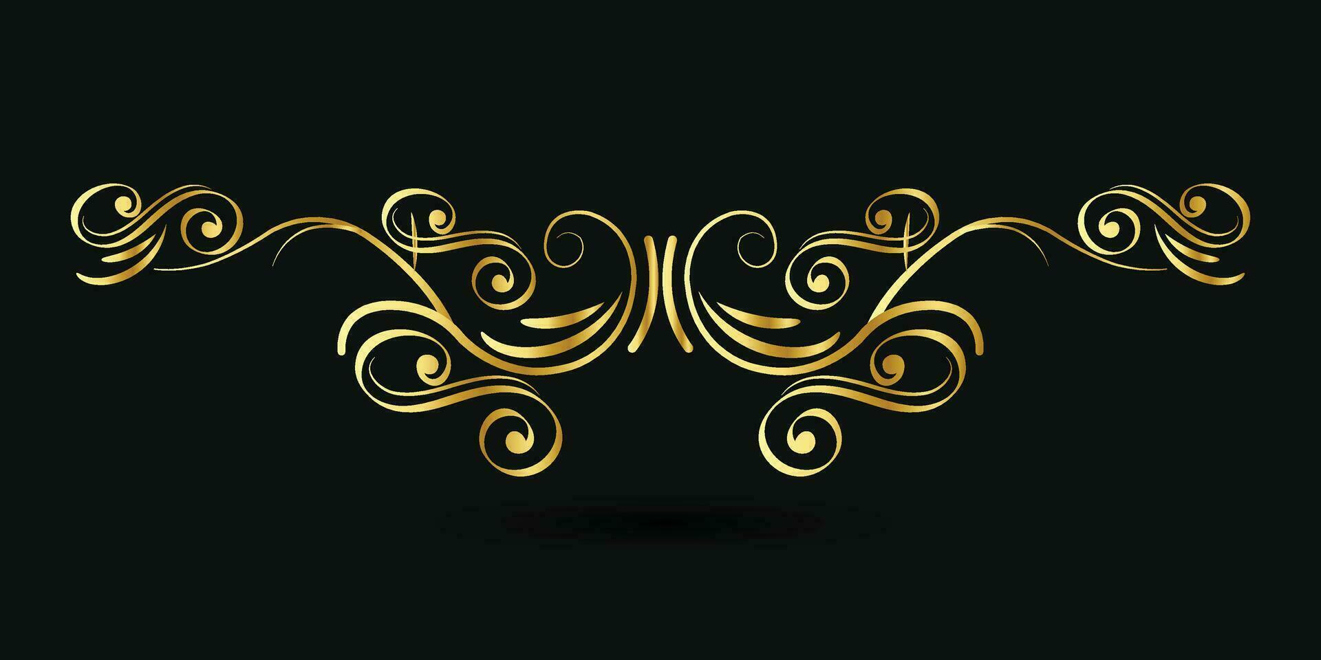 Decorative gold title frame isolated on dark green color background classic ornament vector