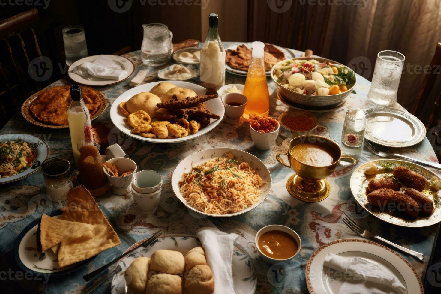 Indian Buffet Spread with Various Dishes photo